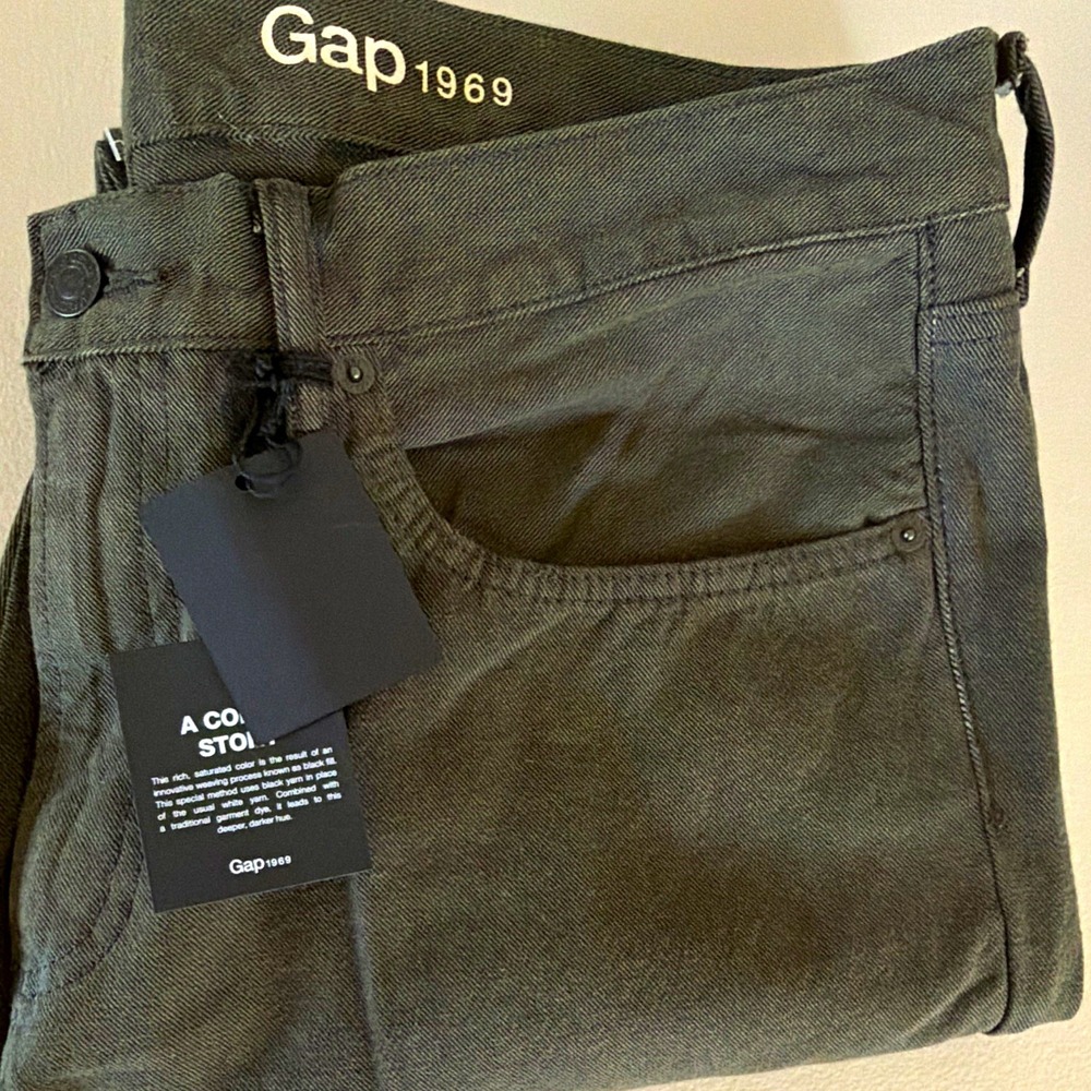 Gap Mens Slim Straight Jeans Gray Green Denim Cotton Recycled 5-Pocket NWT